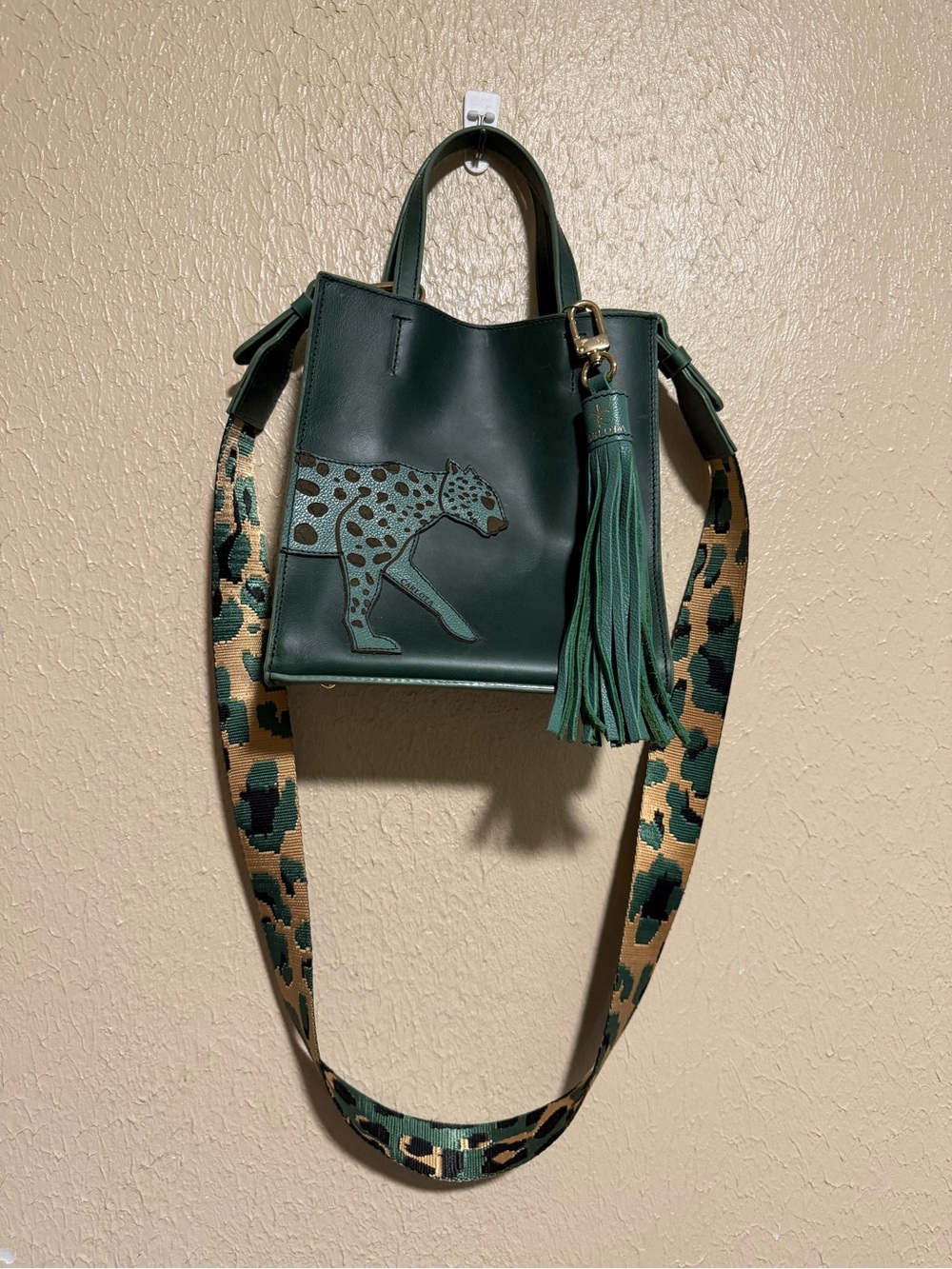 Carlota Real Leather Bag Purse Animal Print Removable Strap Cheetah Tassel